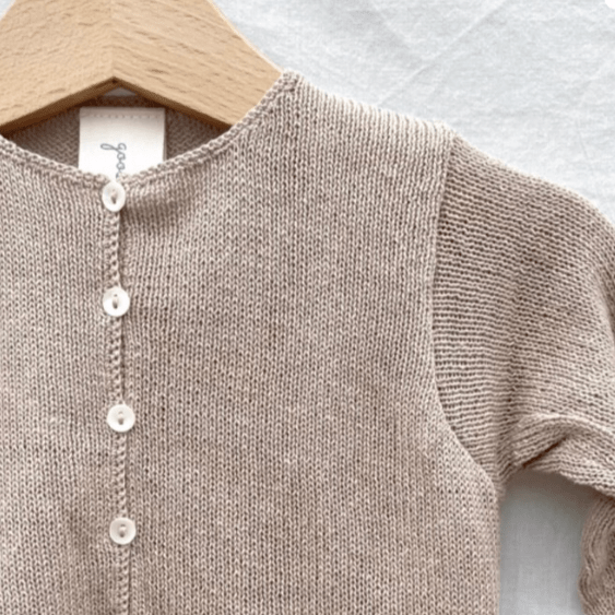 Gooseberry Fool Sweater Lightweight Organic Cotton Knit Cardigan (Sand)