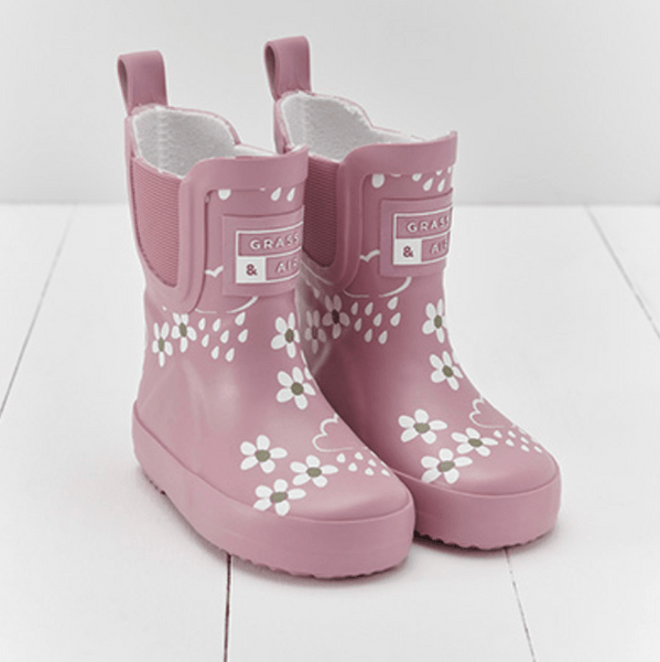 Grass Air Kids Floral Colour Changing Wellies Pink