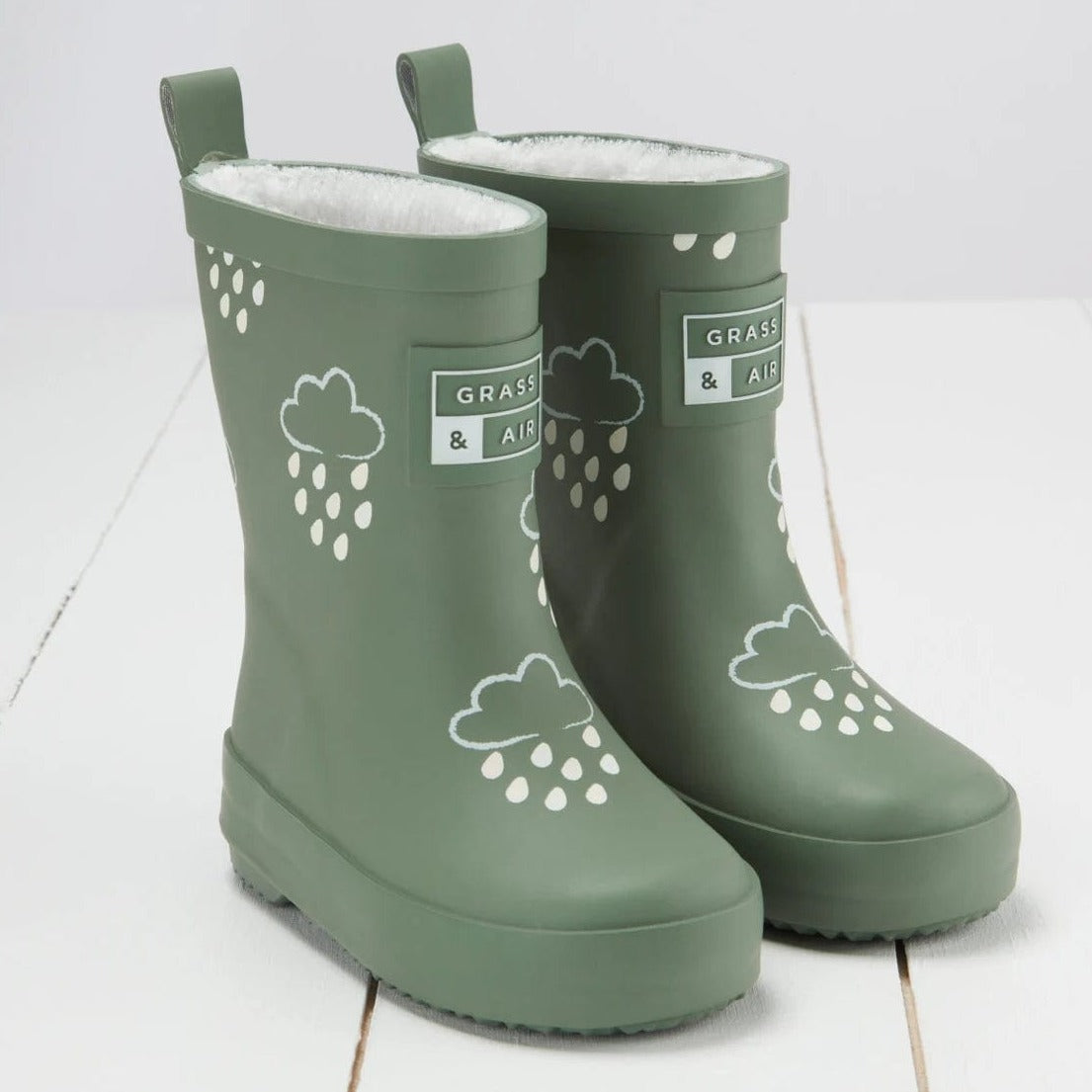 Grass & Air Wellie Boots Kids Khaki Green Colour Changing Wellies