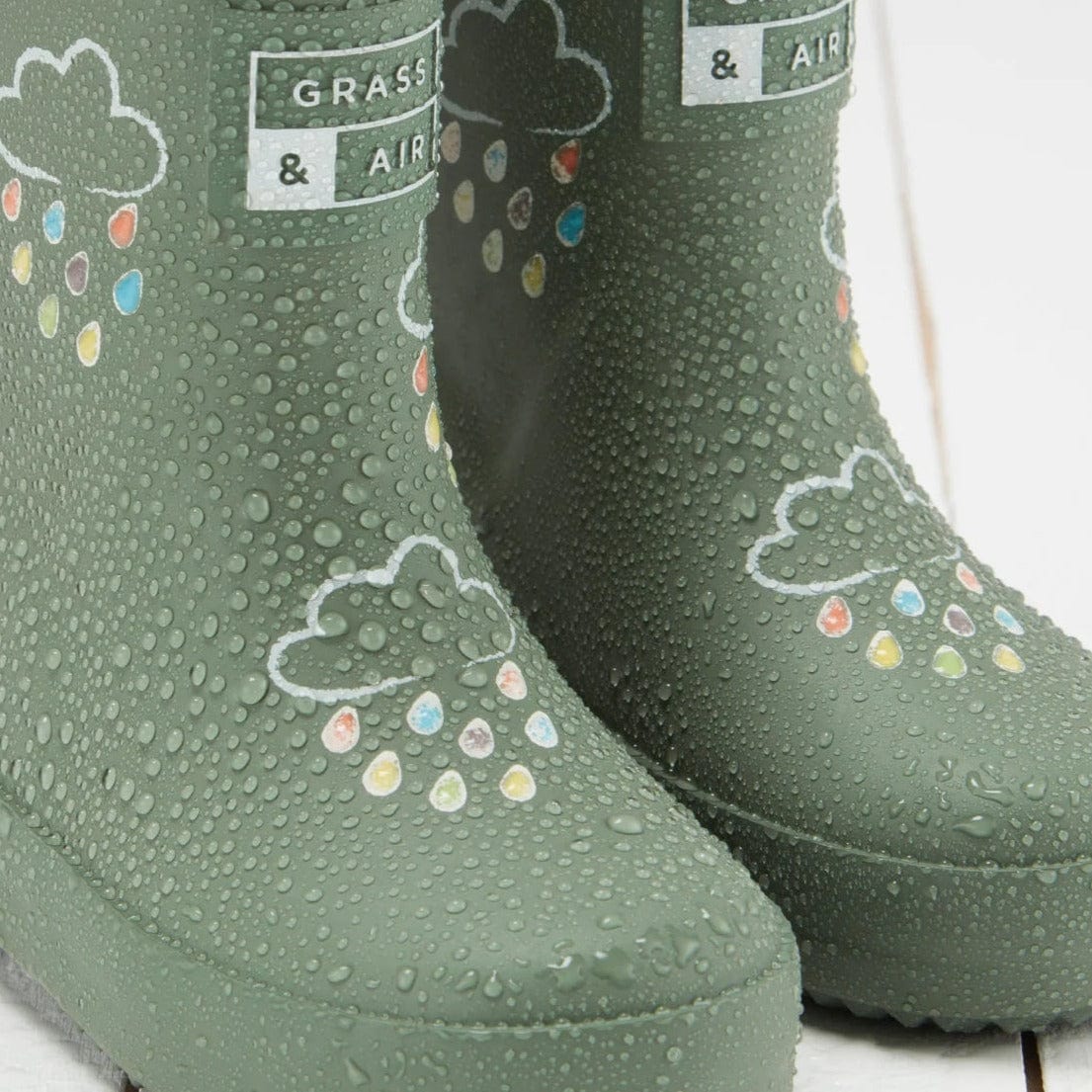 Grass & Air Wellie Boots Kids Khaki Green Colour Changing Wellies