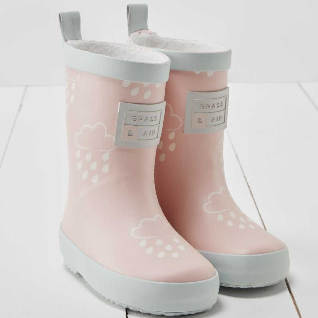 Grass & Air Wellie Boots Kids Pink Colour Changing Wellies