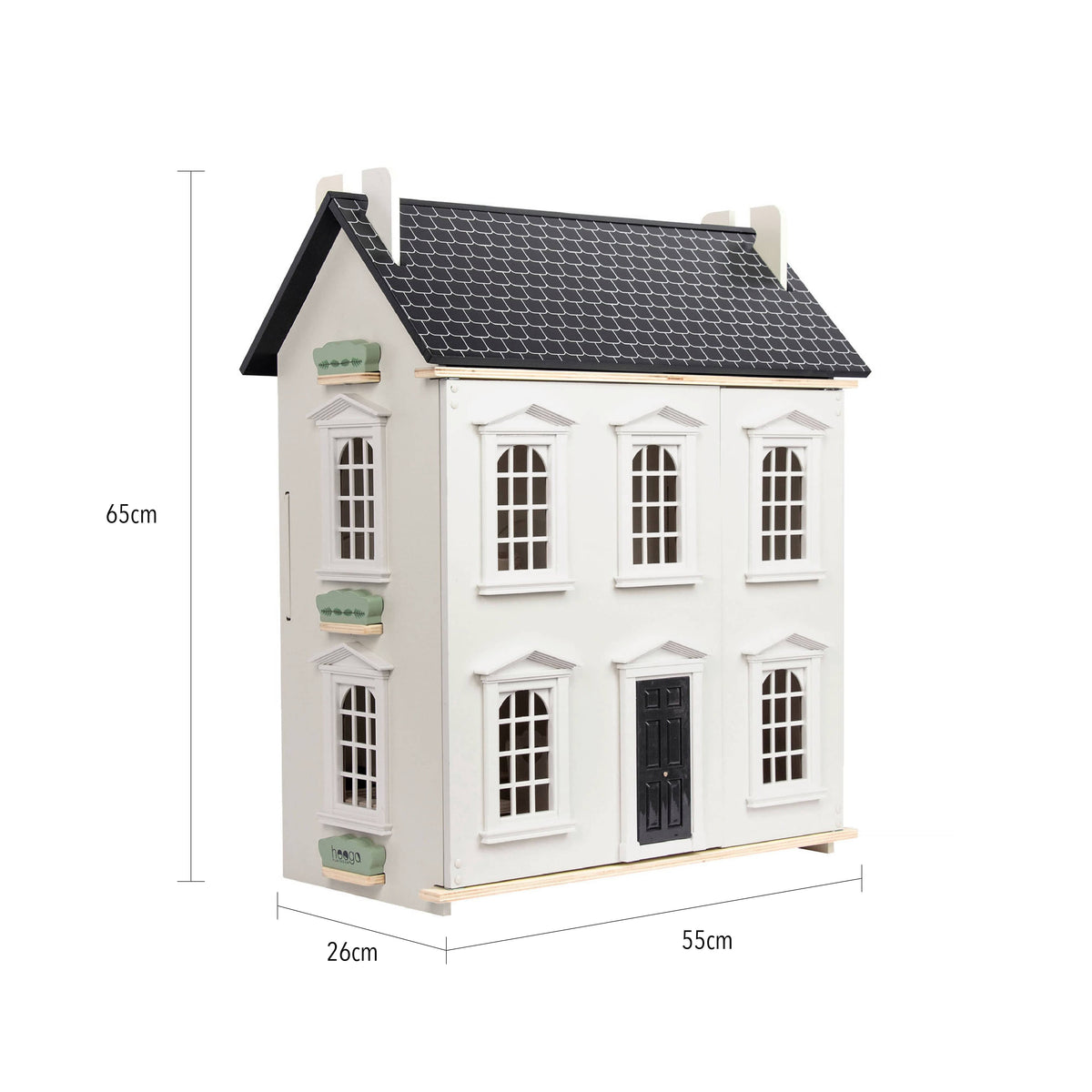 Hooga Playroom Dolls House Hooga Playroom Noble Wooden Dolls House with 11-Piece Furniture Set