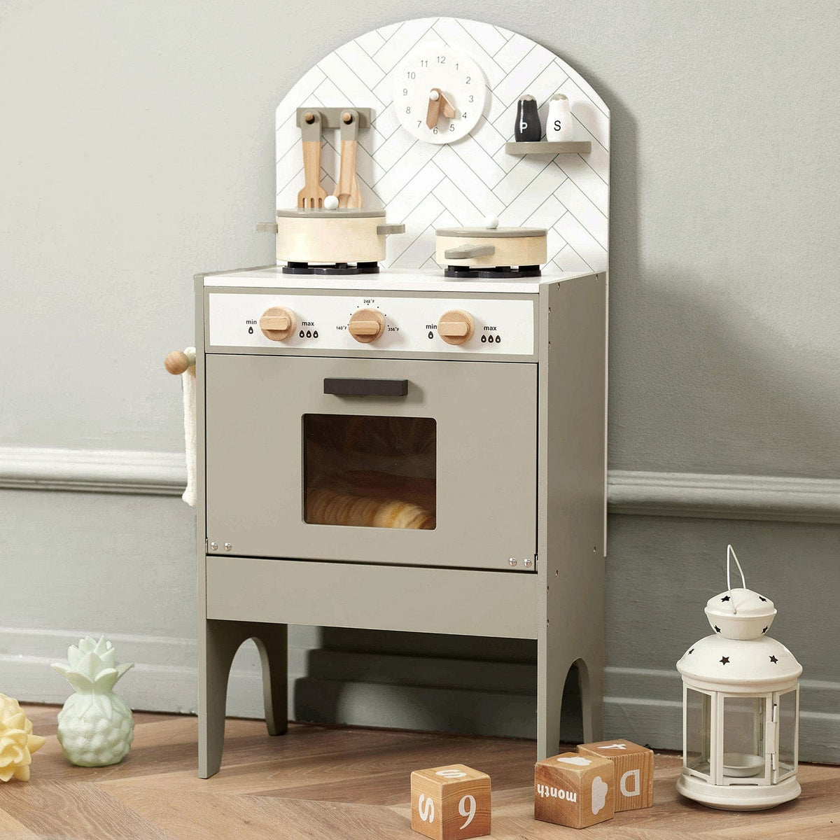 Hooga Playroom Play Kitchen Hooga Playroom Wooden Play Kitchen - Grey