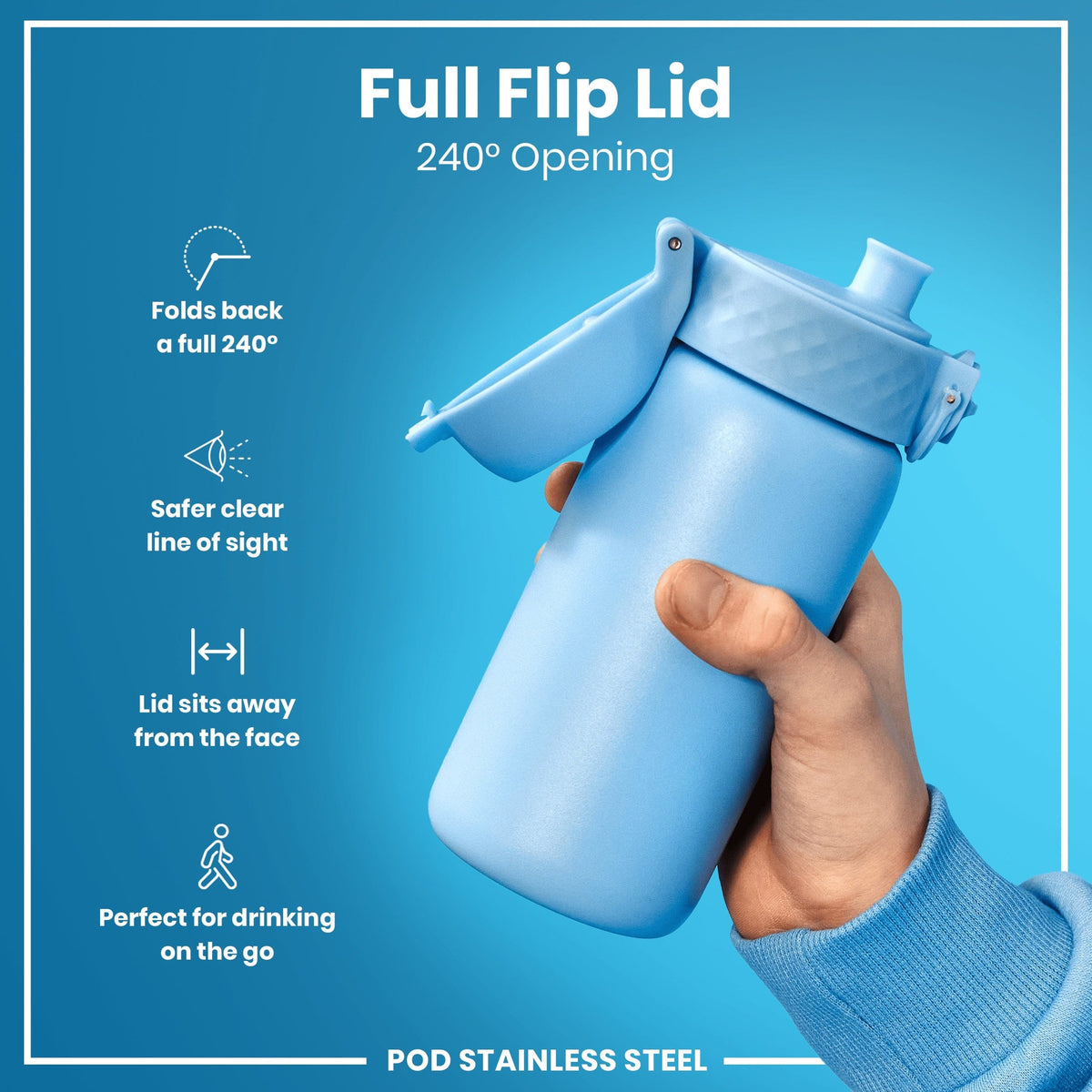 ION8 Water Bottle ION8 Kids Leak-Proof Stainless Steel Water Bottle 400ml - Alaskan Blue