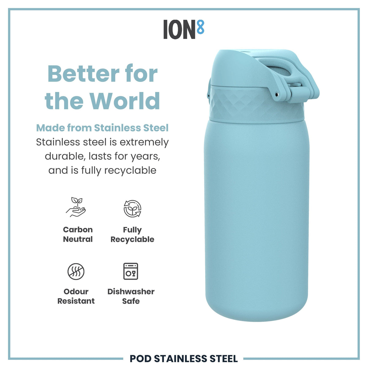 ION8 Water Bottle ION8 Kids Leak-Proof Stainless Steel Water Bottle 400ml - Alaskan Blue