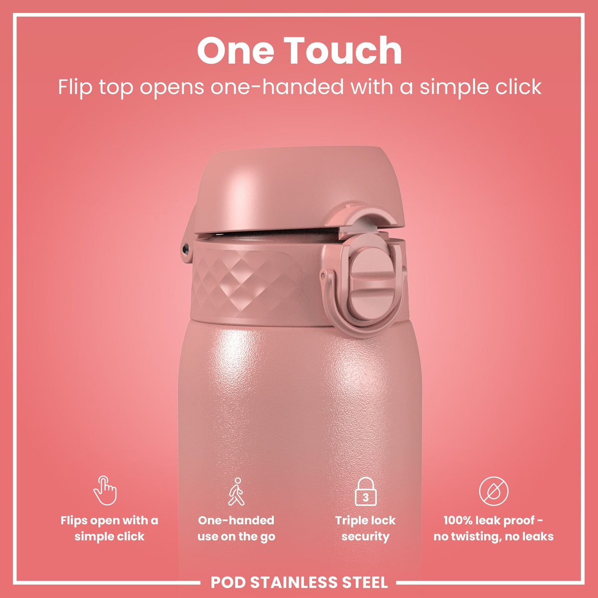ION8 Water Bottle ION8 Kids Leak-Proof Stainless Steel Water Bottle 400ml - Ash Rose