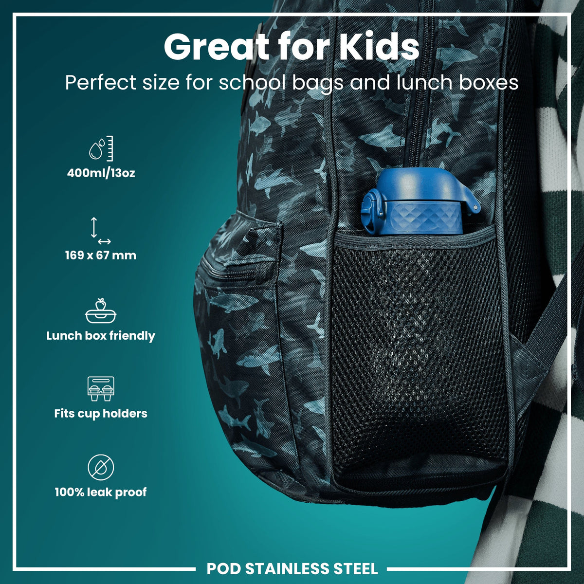 ION8 Water Bottle ION8 Kids Leak-Proof Stainless Steel Water Bottle 400ml - Space
