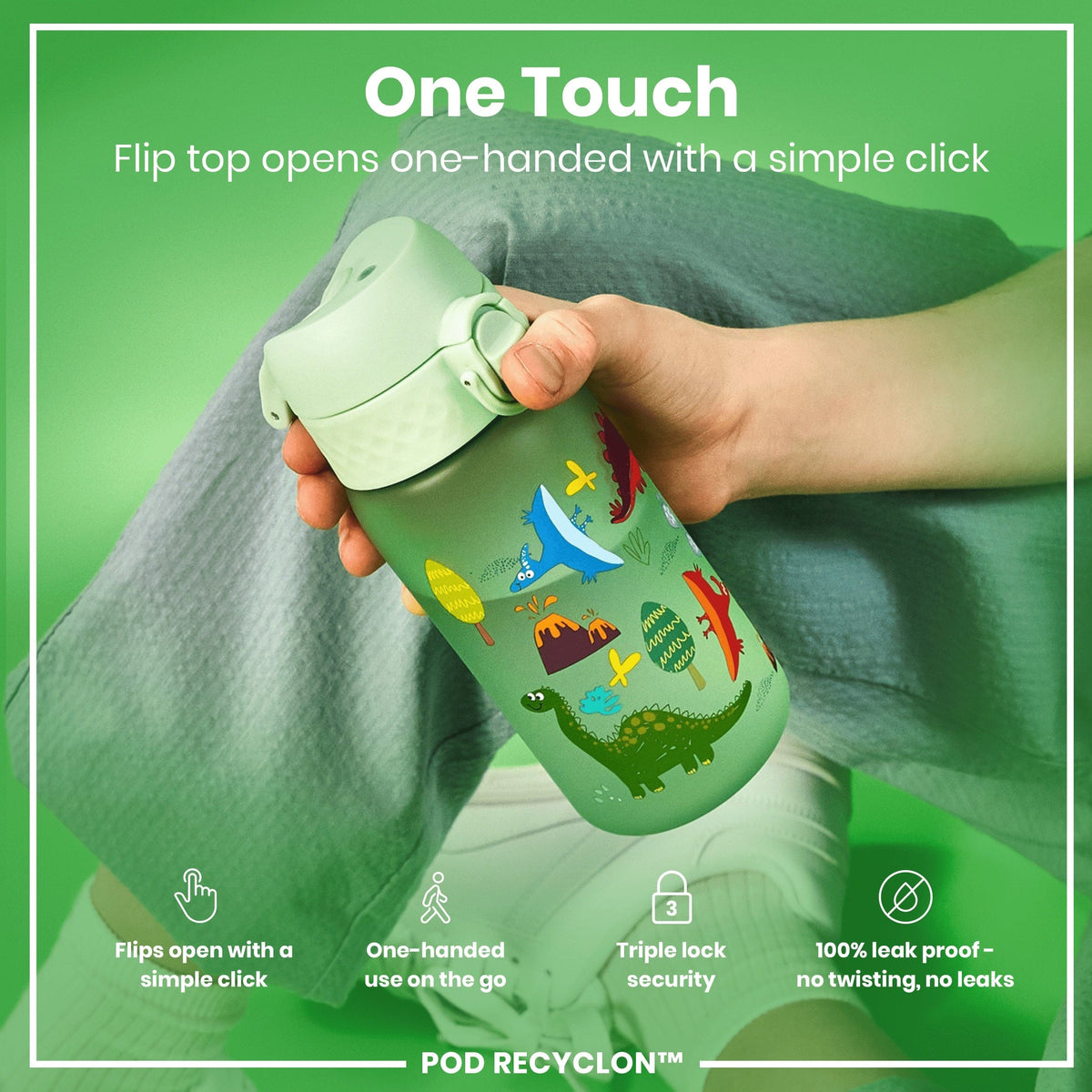 ION8 Water Bottle ION8 Kids Leak-Proof Water Bottle 350ml - Dinosaur