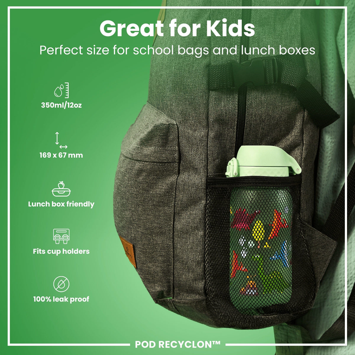 ION8 Water Bottle ION8 Kids Leak-Proof Water Bottle 350ml - Dinosaur