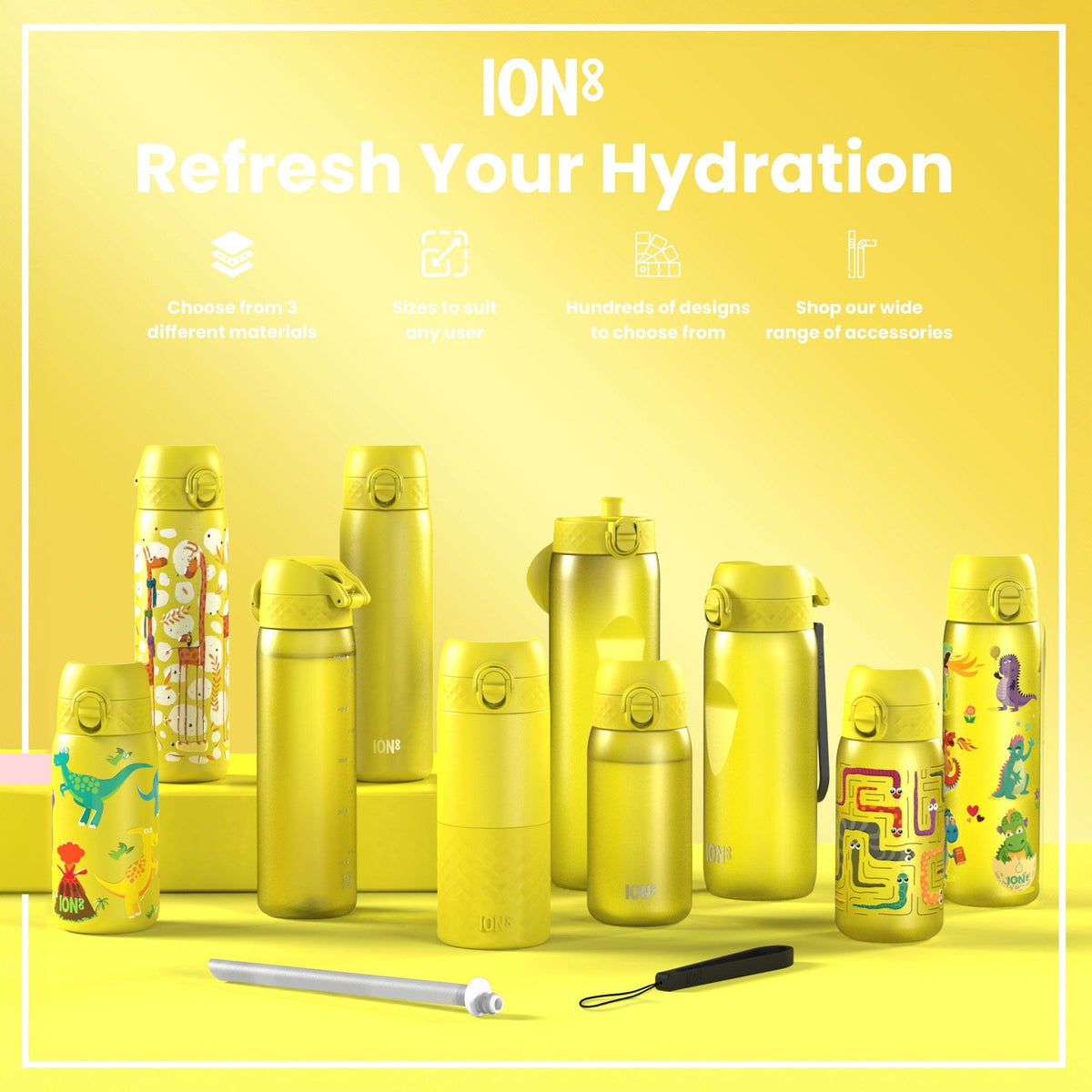 ION8 Water Bottle ION8 Kids Leak-Proof Water Bottle 350ml - Yellow Unicorns
