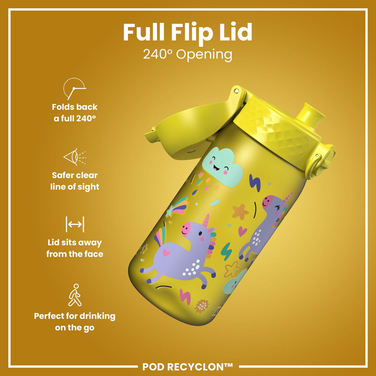 ION8 Water Bottle ION8 Kids Leak-Proof Water Bottle 350ml - Yellow Unicorns