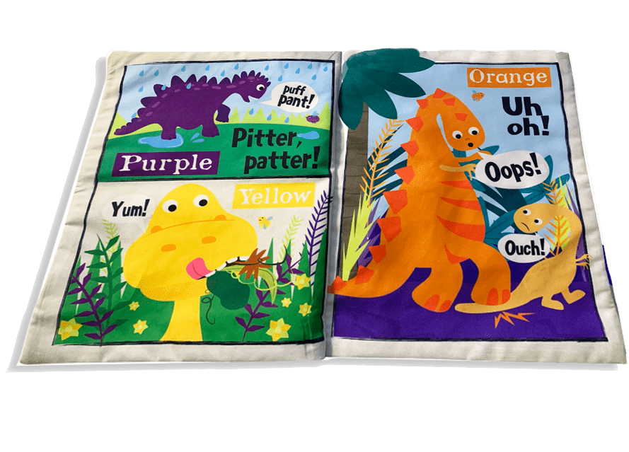 Jo & Nic's Crinkle Cloth Books Sensory Toy Nursery Times Rainbow Dinosaurs Crinkle Cloth Book