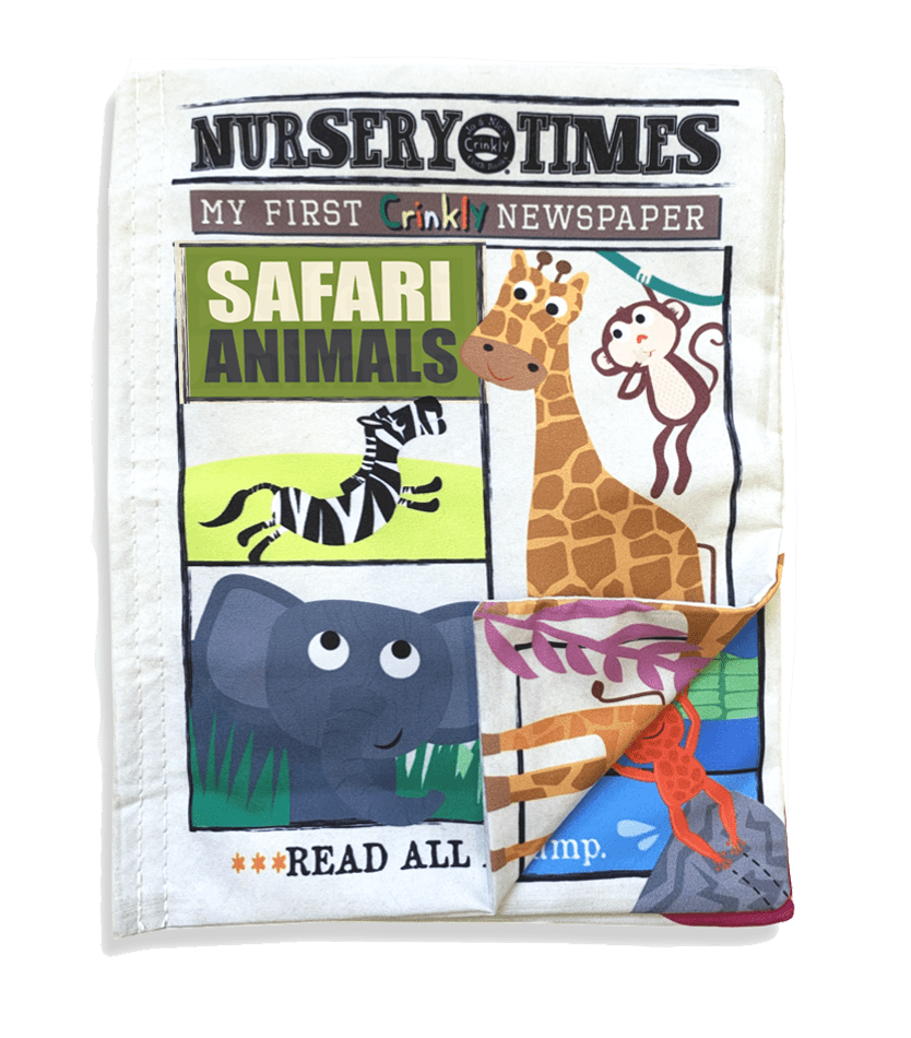 Jo & Nic's Crinkle Cloth Books Sensory Toy Nursery Times Safari Animals Crinkle Cloth Book