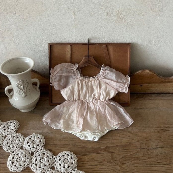 LALA Romper Puff Sleeve Baby Romper Dress (Dusty Pink)