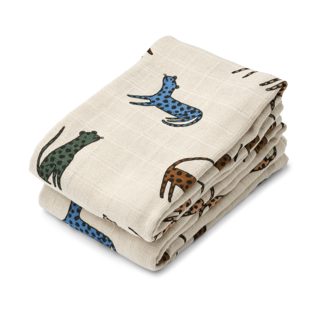 Liewood - Lewis Organic Cotton Muslin Cloths 2-Pack - Leopard