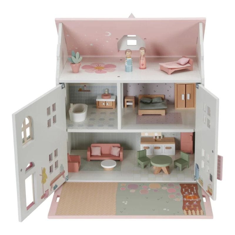 Little Dutch Doll House Little Dutch Pink & White Wooden Doll House with Furniture