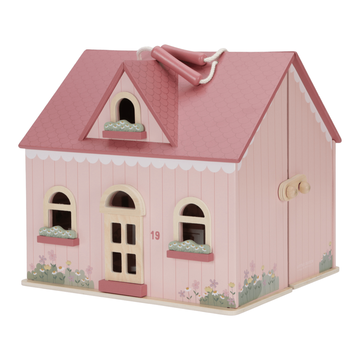Little Dutch Doll House Little Dutch Portable Wooden Doll House With Furniture (Pink)
