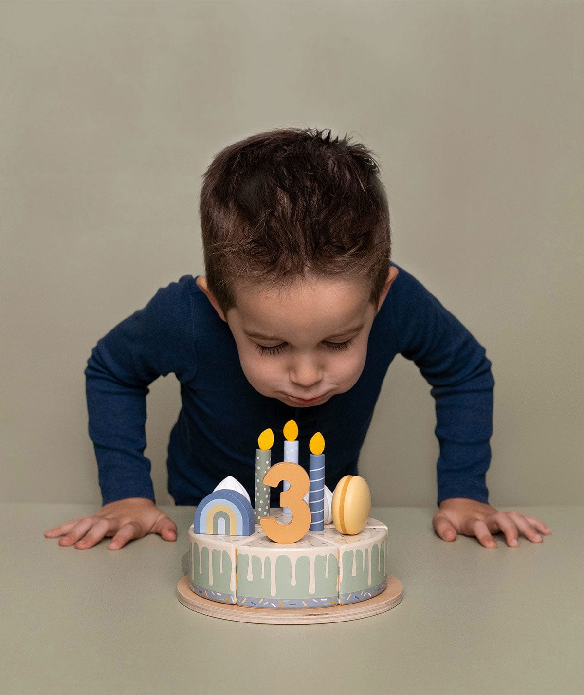 Little Dutch Play Food Little Dutch Blue Wooden Birthday Cake