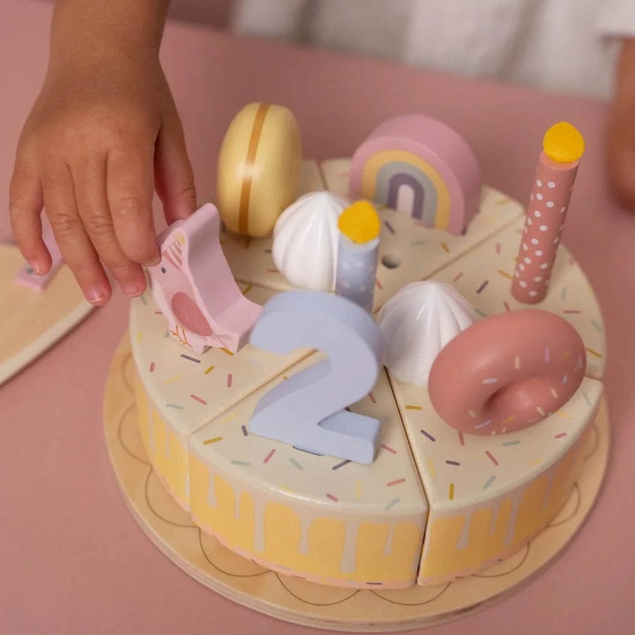 Little Dutch Play Food Little Dutch Pink Wooden Birthday Cake