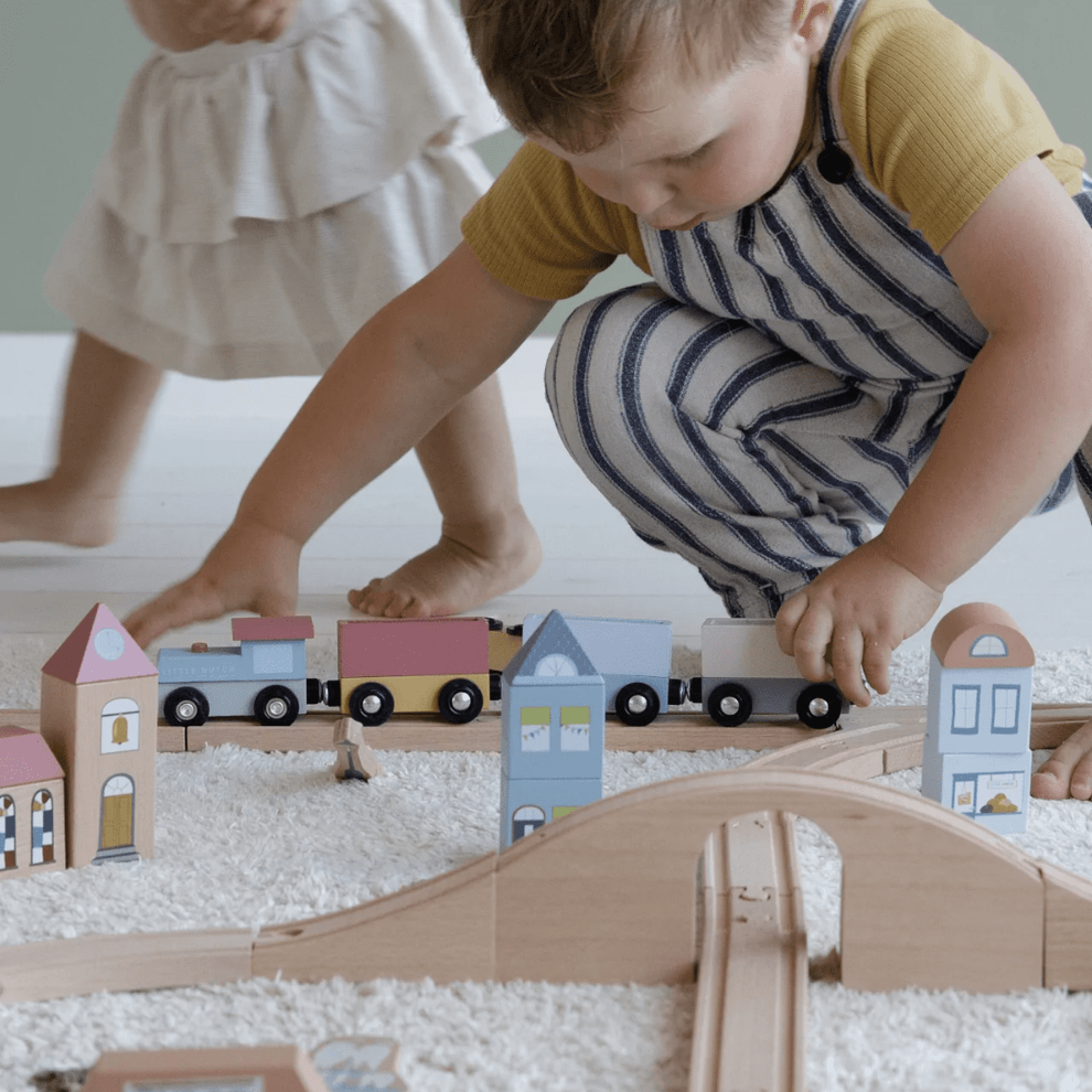 Little Dutch Wooden Toy Little Dutch Wooden Railway Train XL Set Starterkit