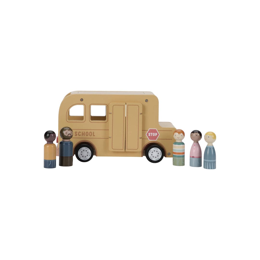 Little Dutch Wooden Toy Little Dutch Wooden School Bus Playset with Peg Dolls