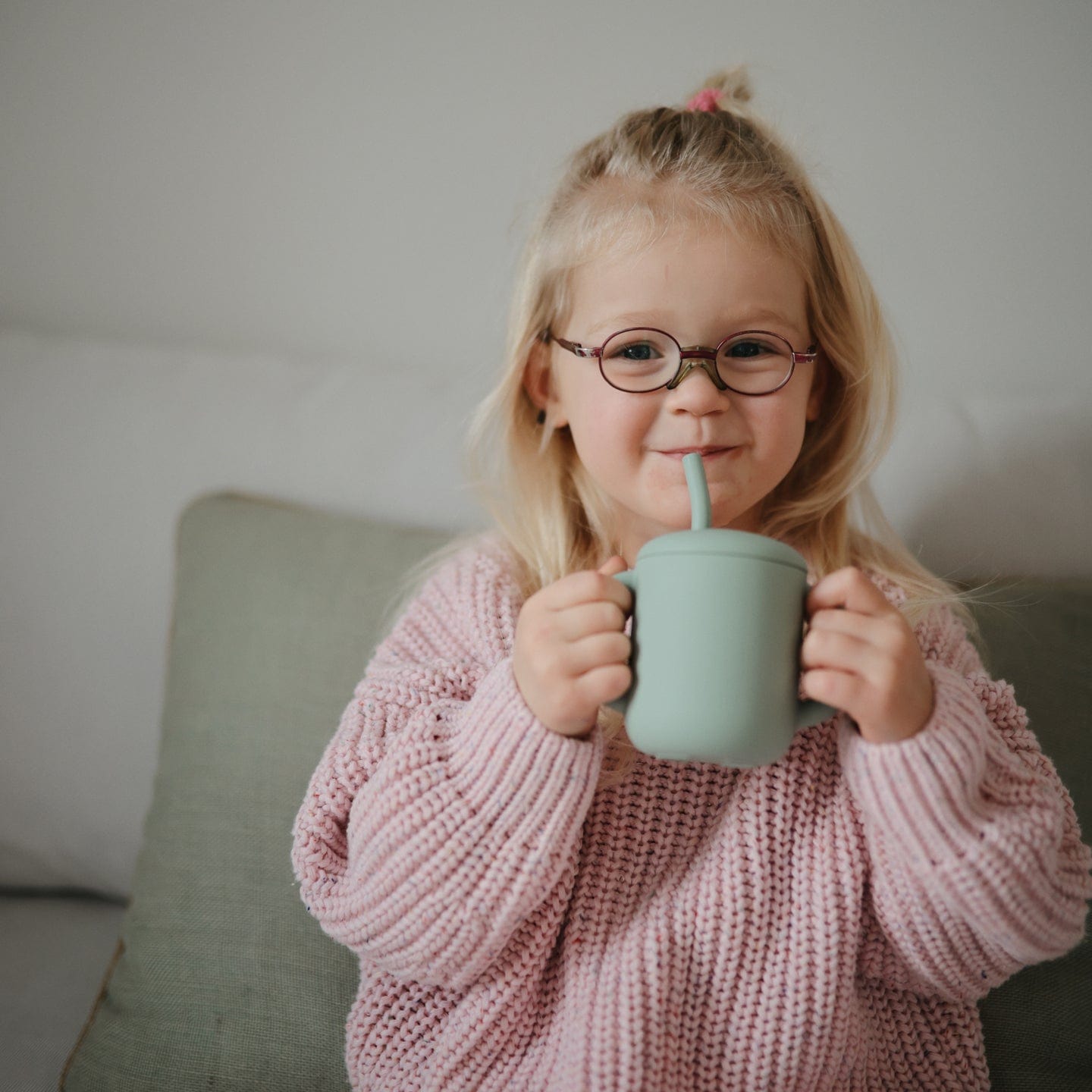 Mushie Sensory Toys Mushie Silicone Training Cup + Straw (Cambridge Blue)