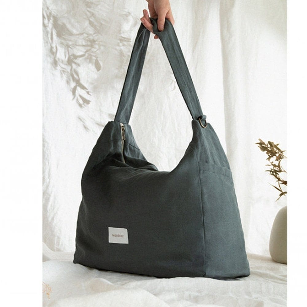 Nobodinoz Changing Bag Lin Francis Linen Stroller Changing Bag (Green Blue)
