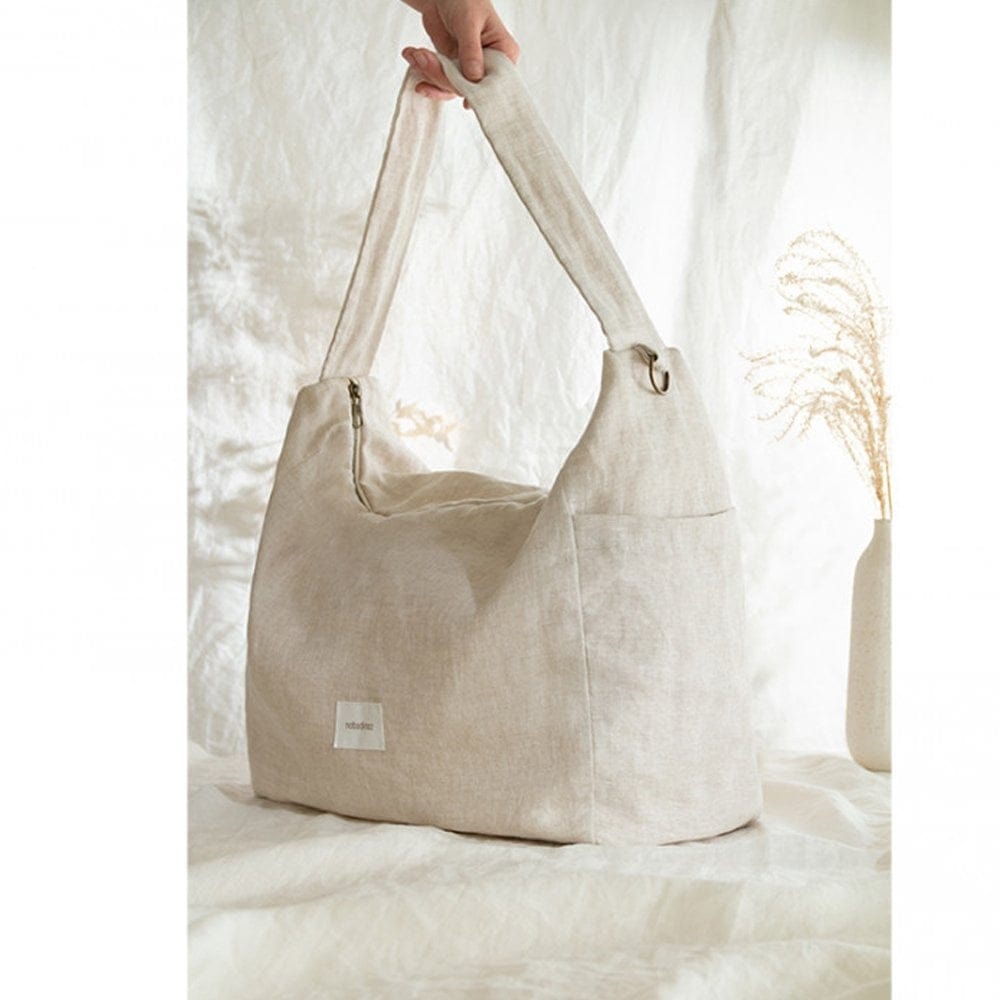 Nobodinoz Changing Bag Lin Francis Linen Stroller Changing Bag (Natural / Greige)
