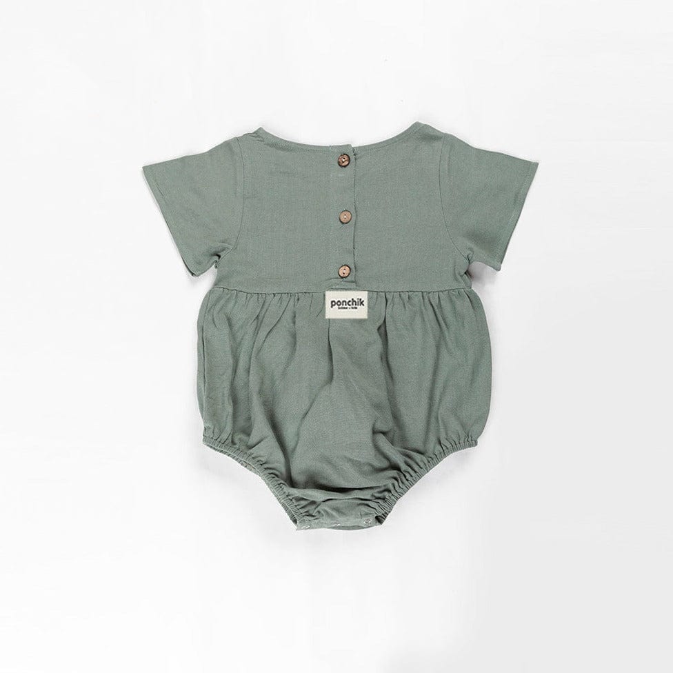 Ponchik Babies + Kids Romper Linen Baby Romper (Artichoke Green)
