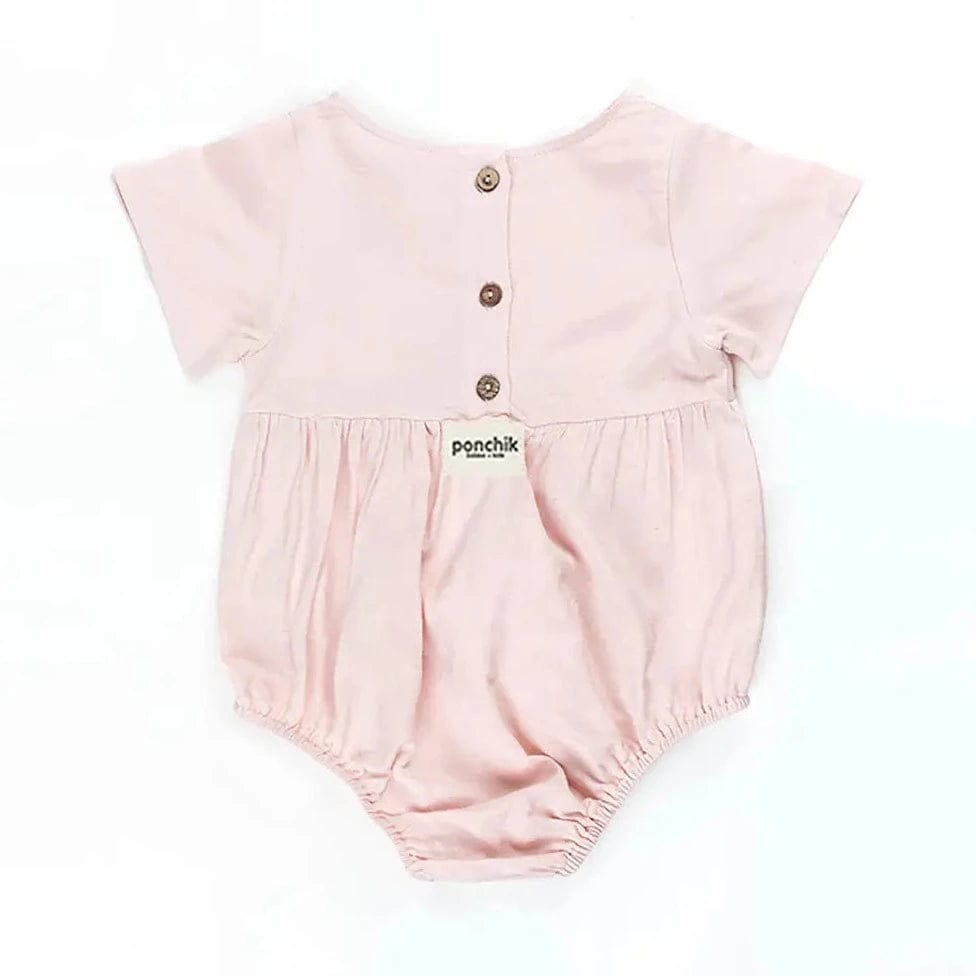 Ponchik Babies + Kids Romper Linen Romper (Pink)
