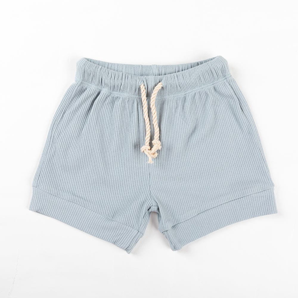 Ponchik Babies + Kids Shorts Unisex Ribbed Cotton Baby Shorts (Capri Blue)