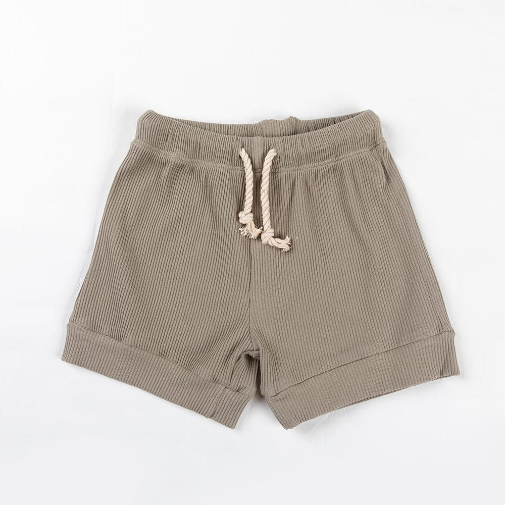 Ponchik Babies + Kids Shorts Unisex Ribbed Cotton Shorts (Artichoke green)
