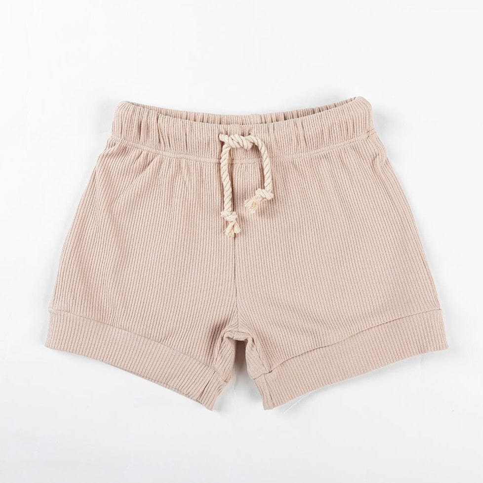 Ponchik Babies + Kids Shorts Unisex Ribbed Cotton Shorts (Beige)