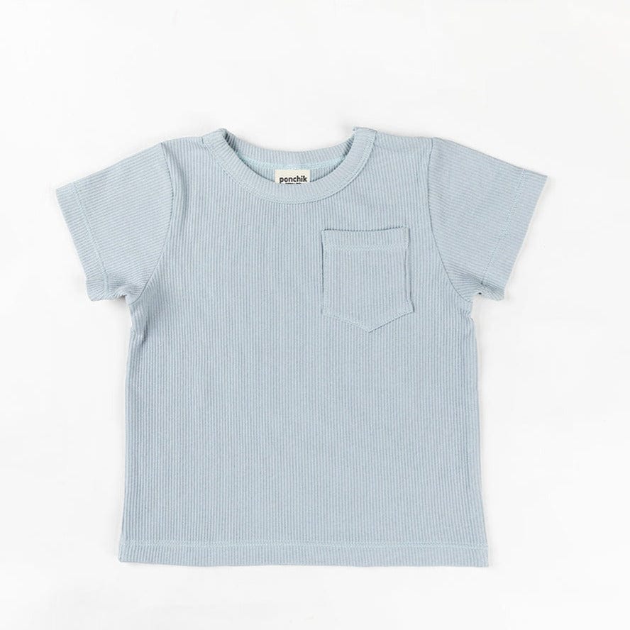 Ponchik T-Shirt Unisex Ribbed Cotton T-Shirt (Capri Blue)