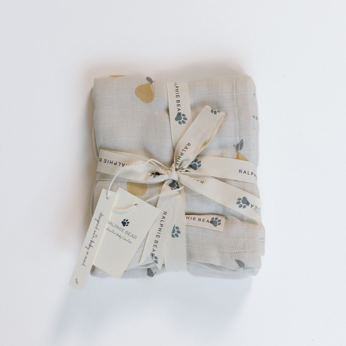 Ralphie Bear Pears large swaddle muslin