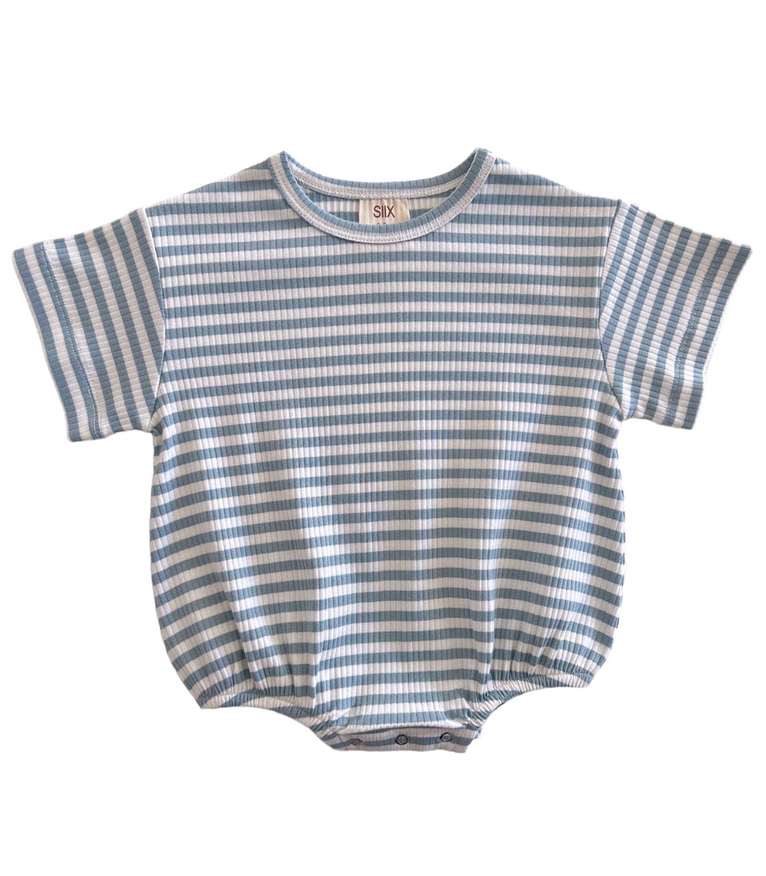 Siix Collection Baby Romper SIIX Collection Organic Ribbed Baby T-Shirt Romper (Blue Stripe)