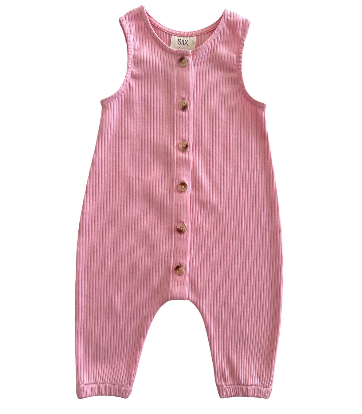 Siix Collection Baby Romper SIIX Collection Organic Ribbed Bay Jumpsuit (Pink)