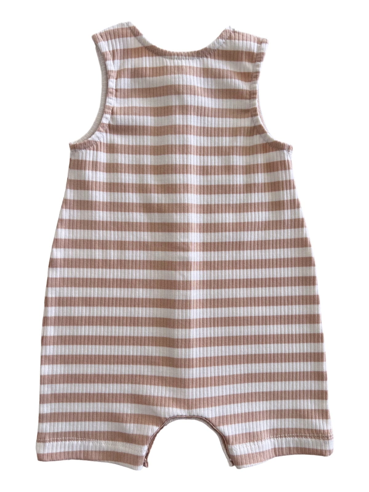 Siix Collection Baby Romper SIIX Collection Organic Ribbed Bay Short Jumpsuit (Tan Stripe)
