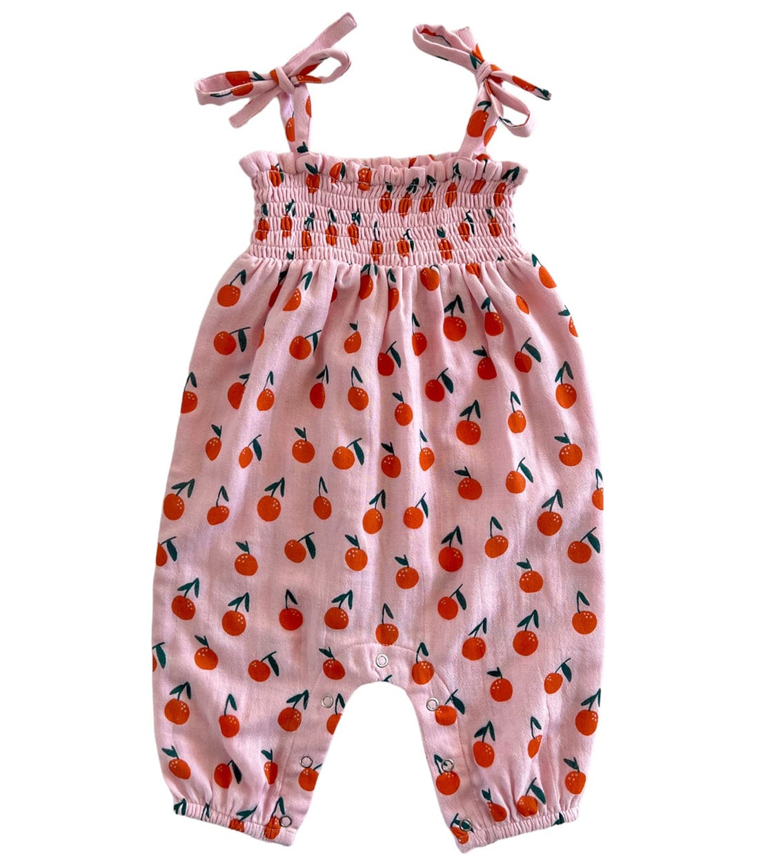 Siix Collection Baby Romper SIIX Collection Organic Smocked Jumpsuit (Pink / Blush Oranges)