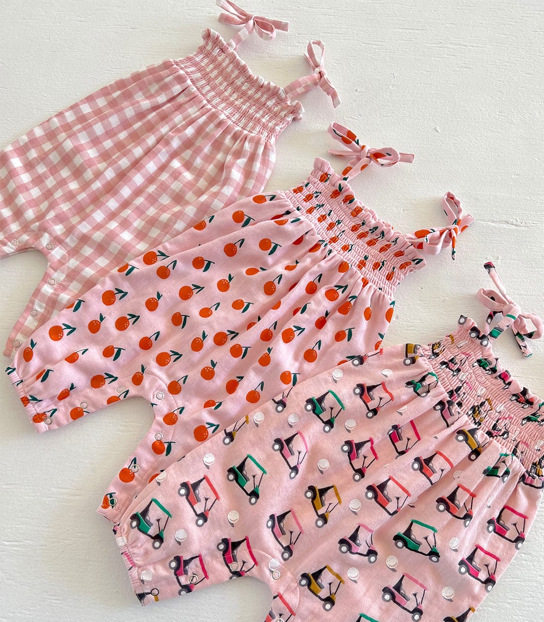 Siix Collection Baby Romper SIIX Collection Organic Smocked Jumpsuit (Pink / Blush Oranges)