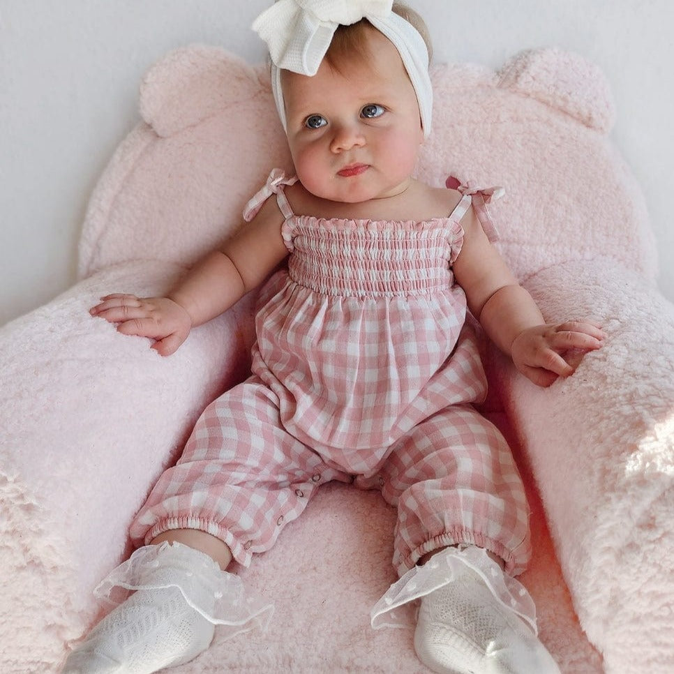 Siix Collection Baby Romper SIIX Collection Organic Smocked Jumpsuit (Pink Gingham)