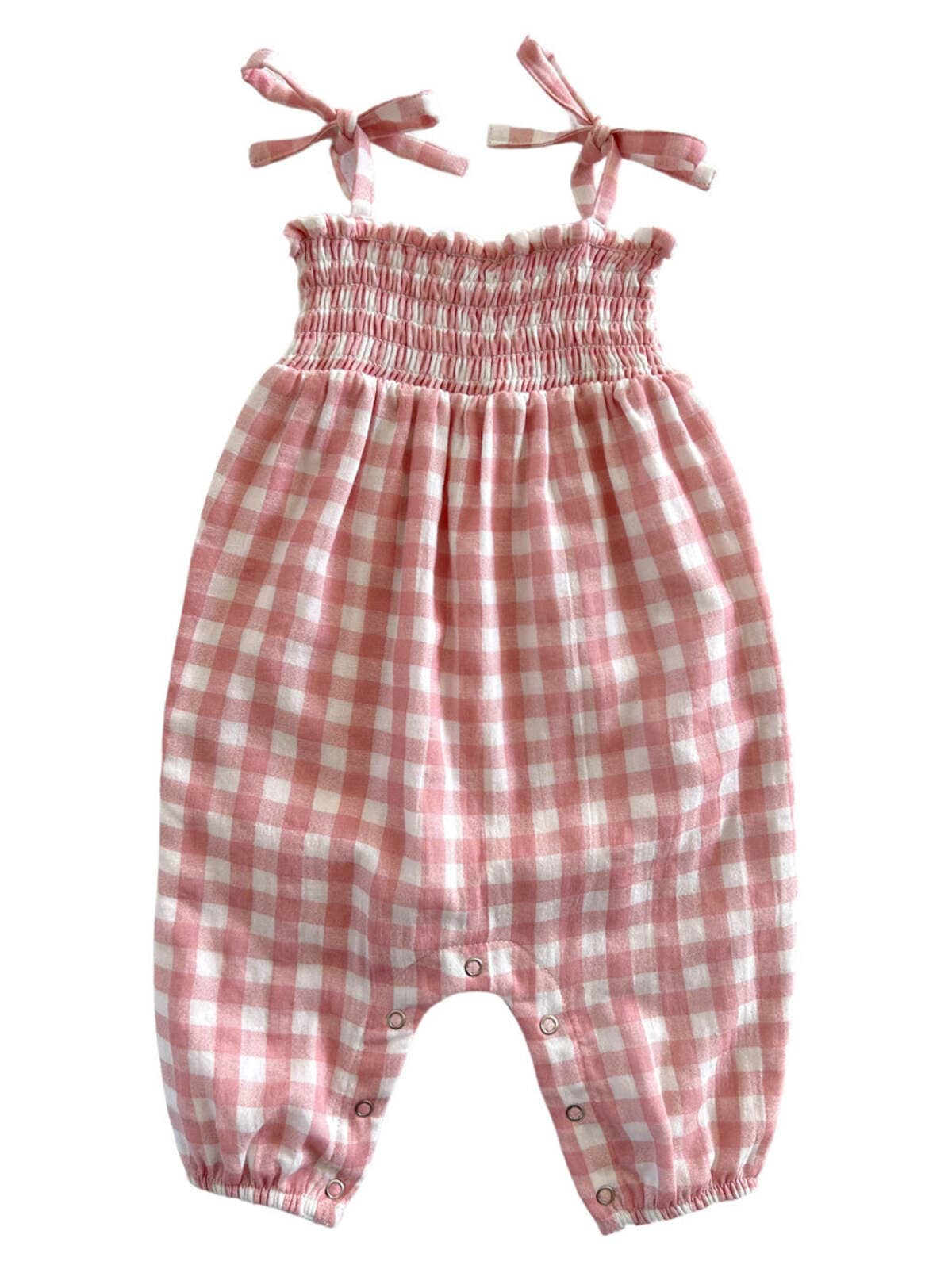 Siix Collection Baby Romper SIIX Collection Organic Smocked Jumpsuit (Pink Gingham)