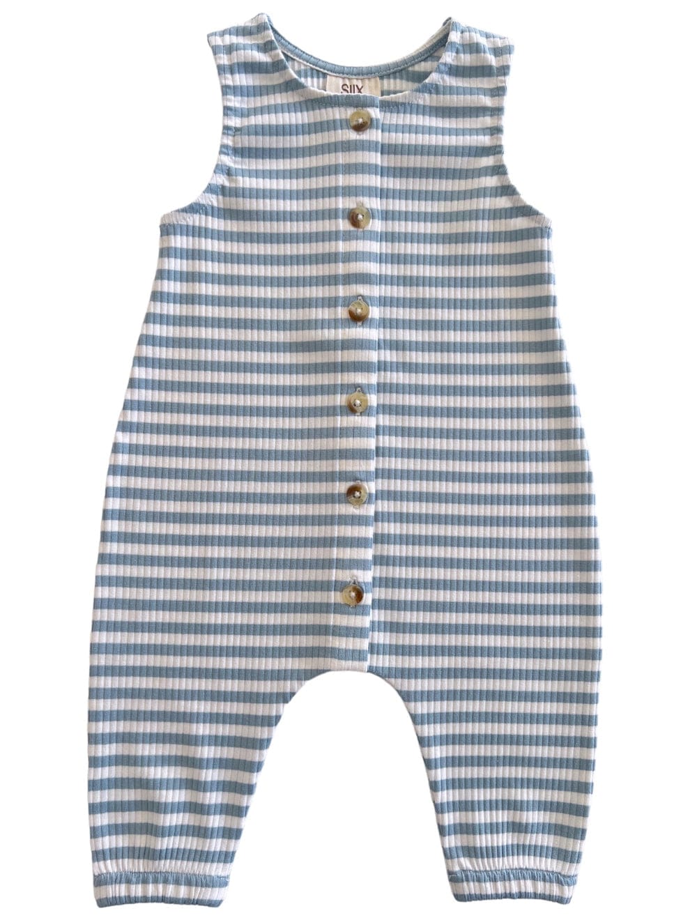 Siix Collection Baby Set SIIX Collection Organic Ribbed Bay Jumpsuit (Dusty Blue Stripe)