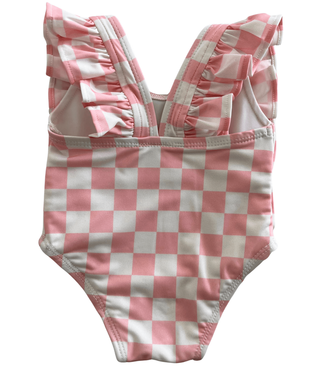 Siix Collection Swimsuit SIIX Collection Girls Pink Checkerboard Swimsuit with Frills
