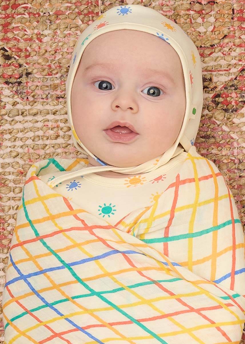 The Bonnie Mob Muslin One Size The Bonnie Mob Organic Rainbow Check Muslin Swaddle - Large