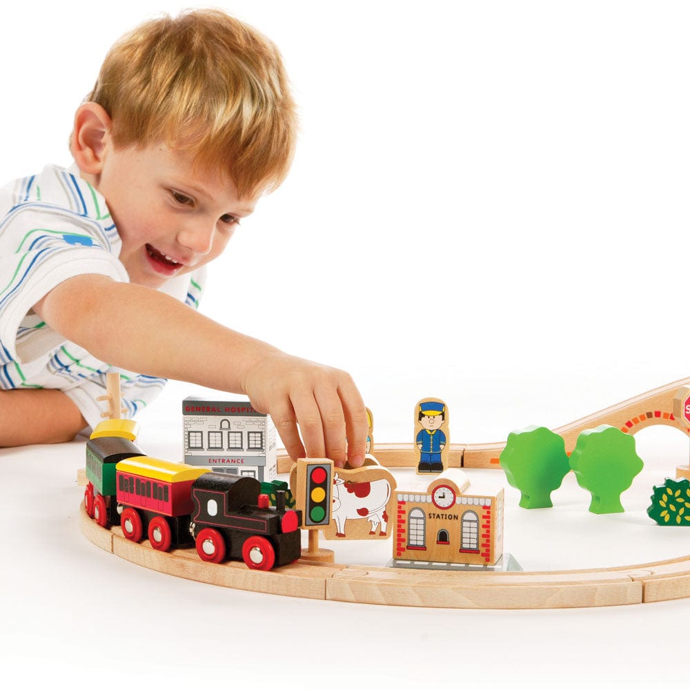 Tidlo 50 Piece Wooden Train Set