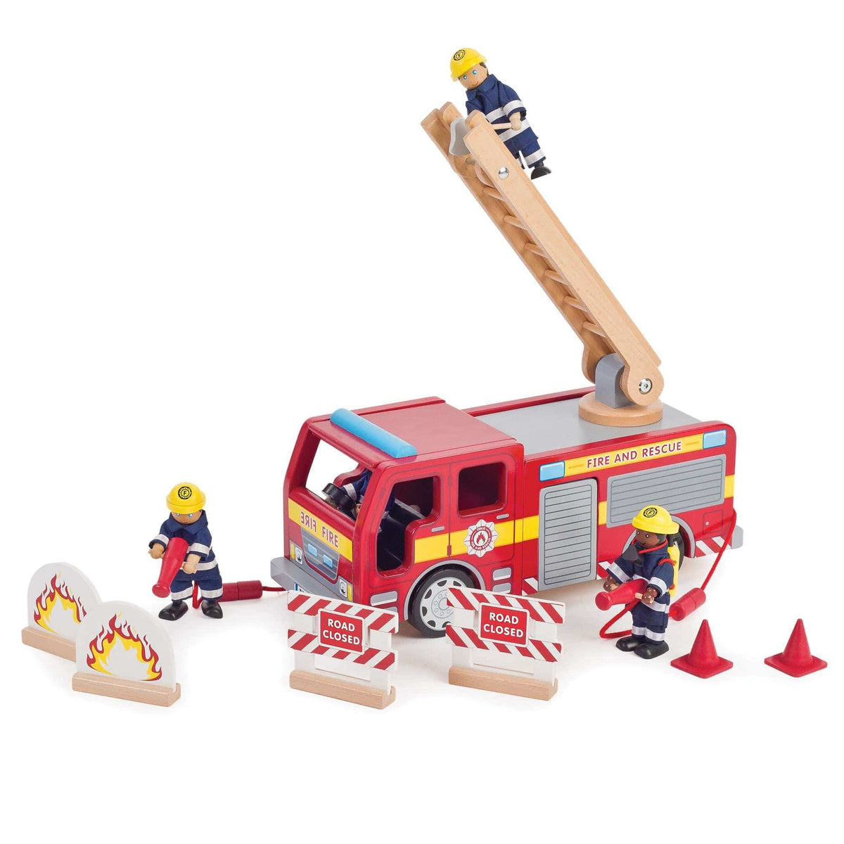 Tidlo Toy Vehicle Tidlo Wooden Fire Engine Playset